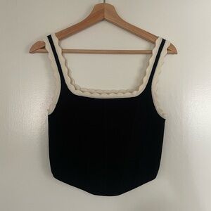 Black and cream lace trim tank top